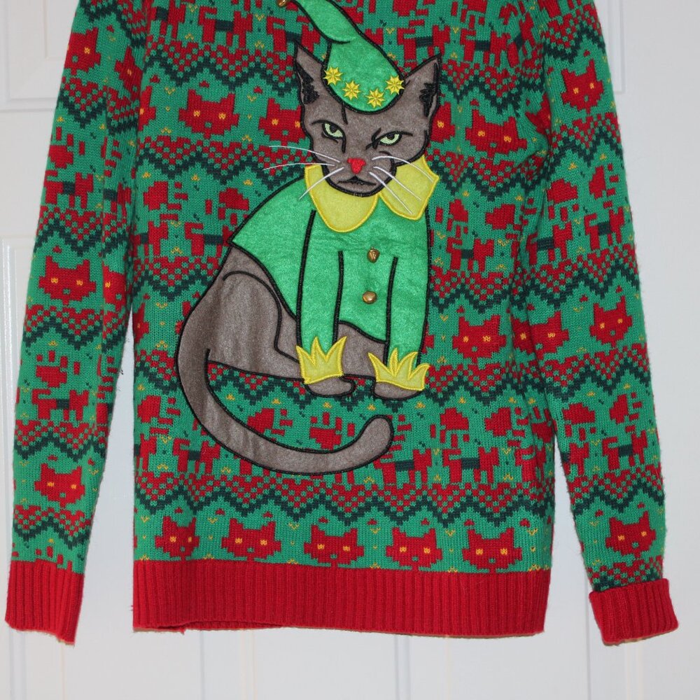 33 DEGREES - ANGRY CAT Christmas sweater size Small - Picture 3 of 3